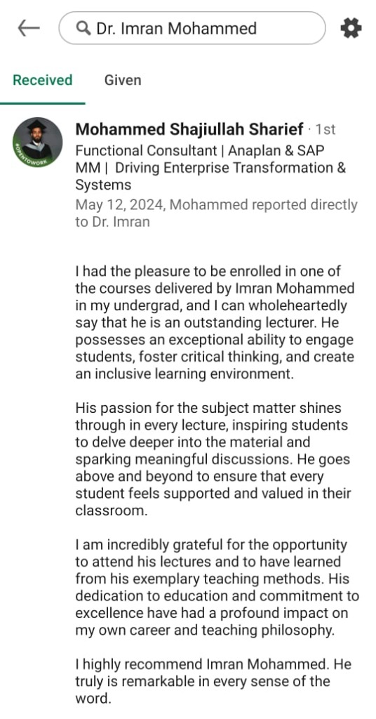 Student Feedback